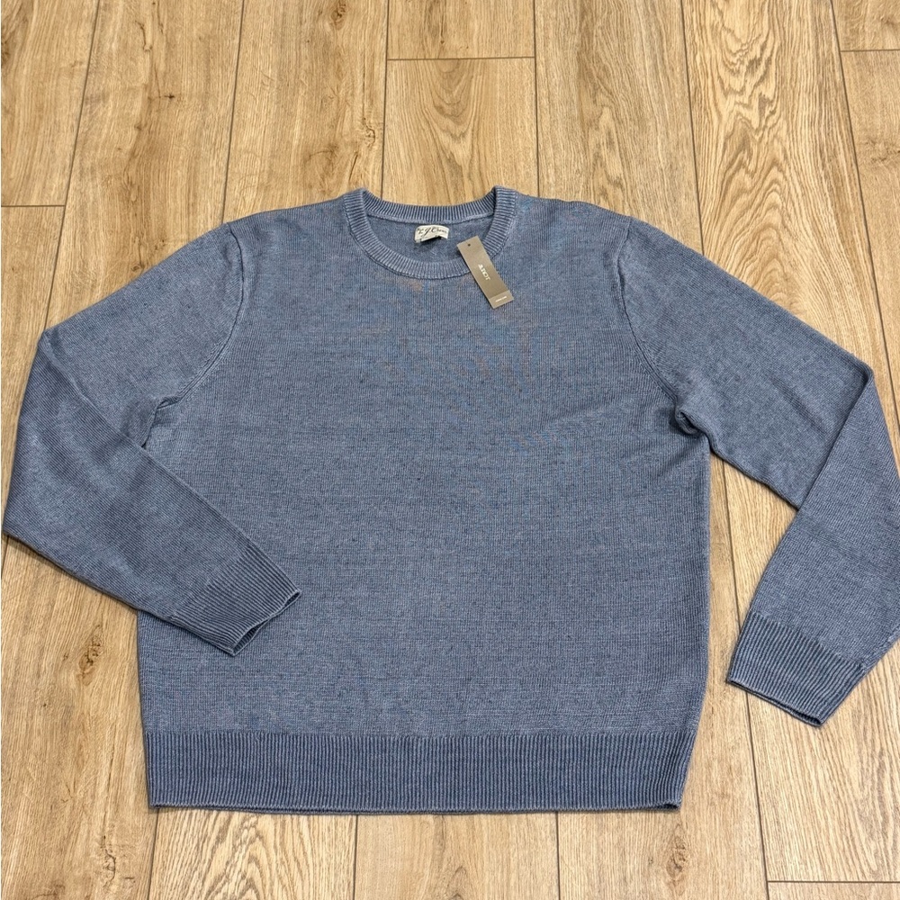 J. Crew Men's 100% Linen NWT Heathered Blue Crewneck Sweater